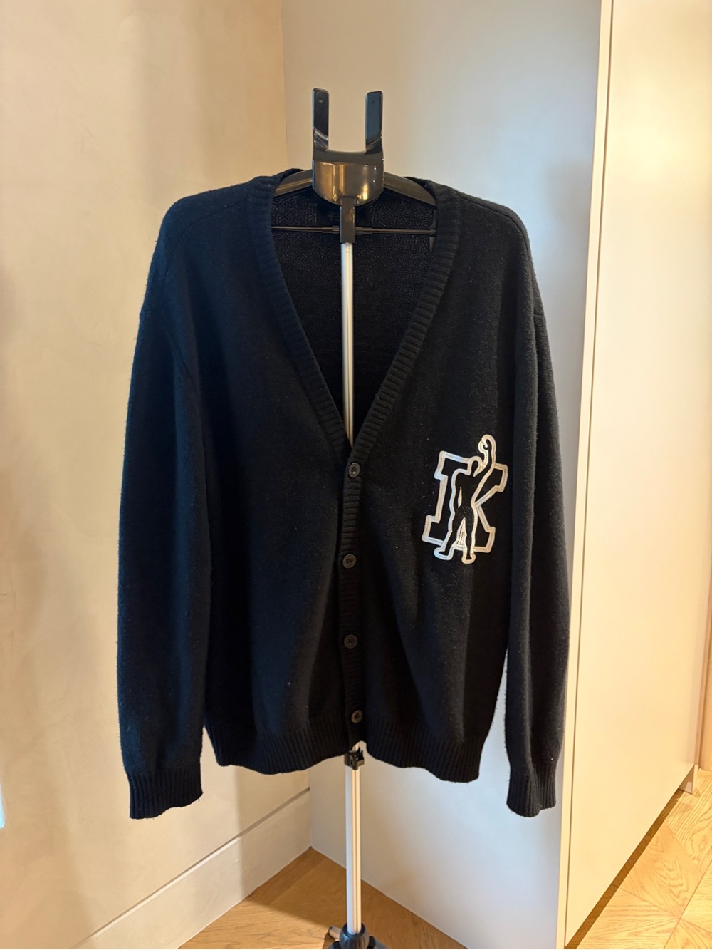 Ksubi Black Button-Up Cardigan with White Patch
